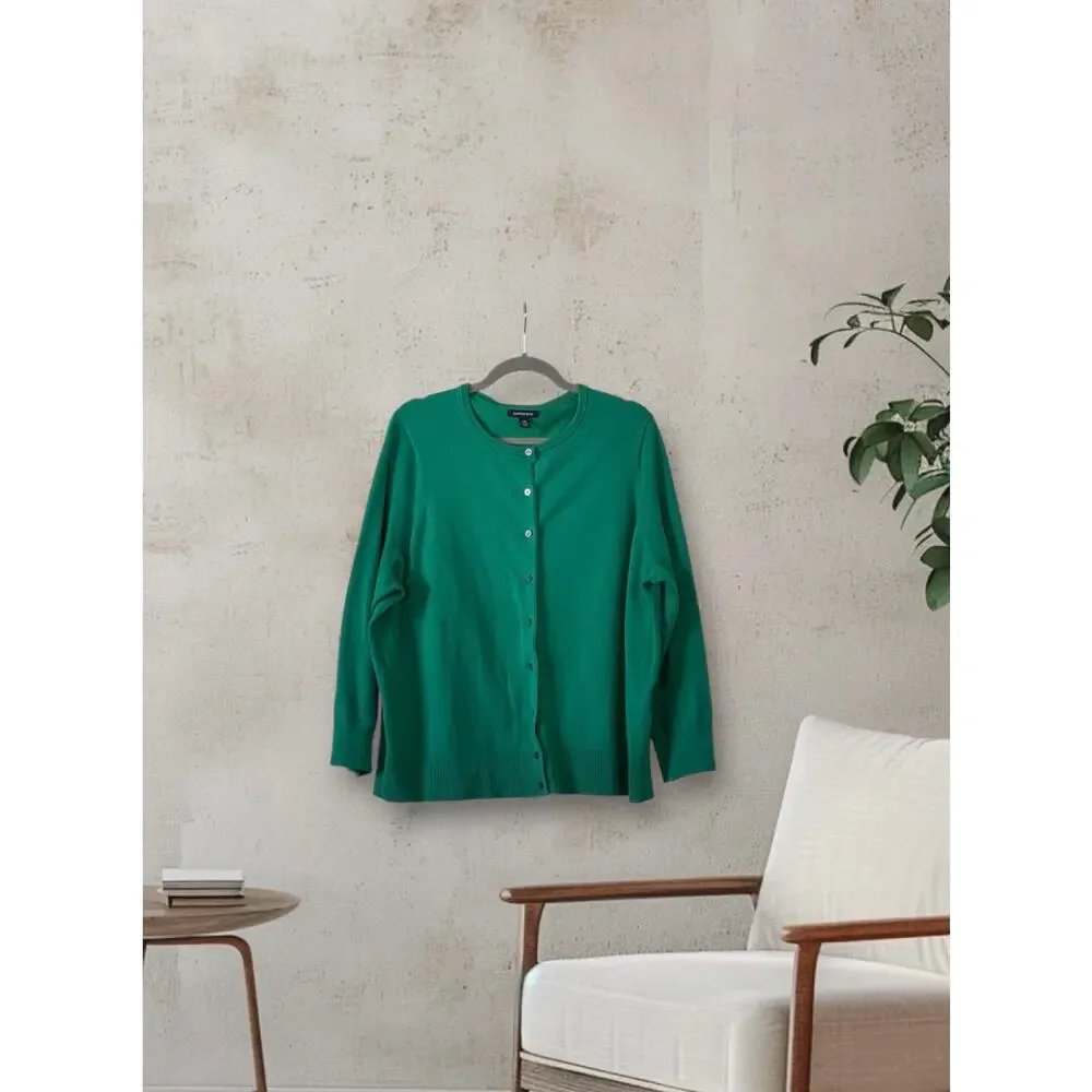 Women's Green Button-Up Sweater - Picture 1 of 6